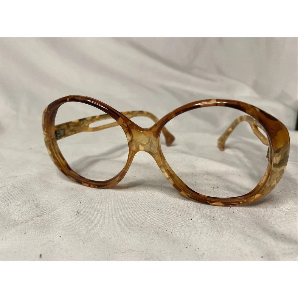 Vintage Oversized Amber Tortoise Shell Glasses Frames Only France